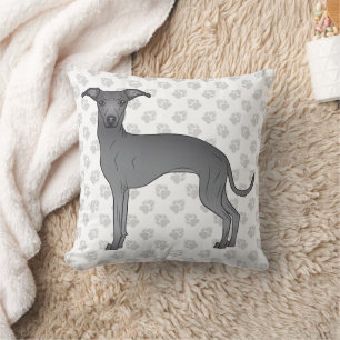 Coussin Lévrier Italien Bleu Chien de Dessin Animé Mignon 