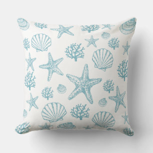 Coussin Lg Tissé Sarcelle Coquillage Étoile de Mer