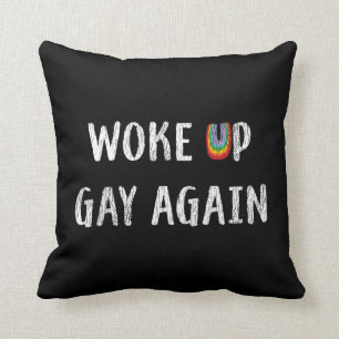 Coussin LGBT Pride Rainbow se réveille gay Retro Vintage