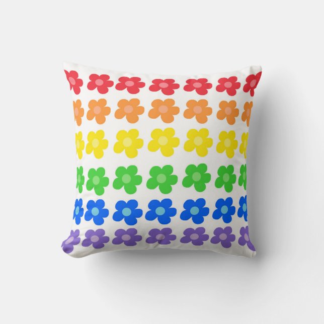 Coussin LGBT Rainbow Flowers Gay pride Liberté et égalité (Recto)