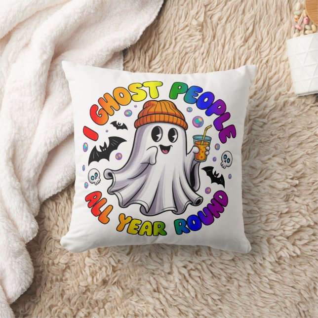 Coussin LGBTQ Rainbow Funny Halloween - I Ghost People (Couverture)