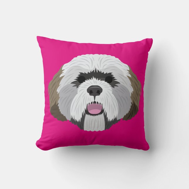 Coussin Lhasa rose Apso (Recto)