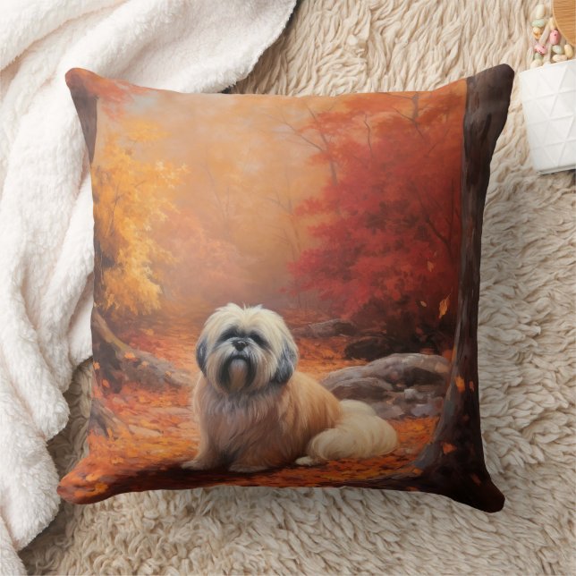 Coussin Lhassa Apso à l'automne Leaves automne Inspire (Couverture)
