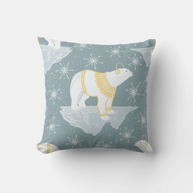 Coussin L'hiver Flambeau de neige de l'ours polaire iceber (Recto)