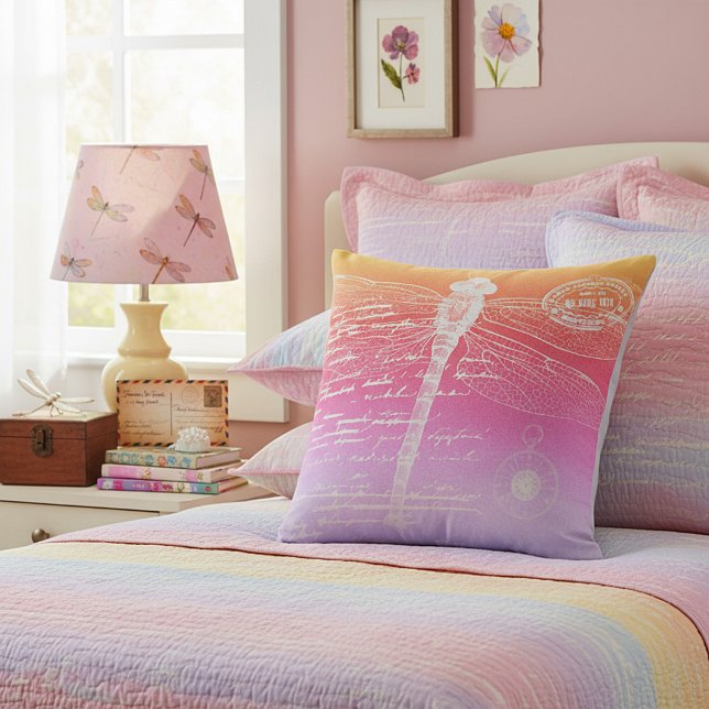 Coussin Libellule dégradé pastel (Créateur téléchargé)