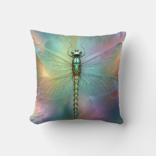 Coussin Libellule pastel élégante Art fractal,