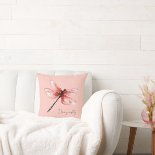 Coussin Libellule Rose Pâle