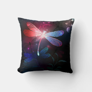 Coussin libellule rouge brillante