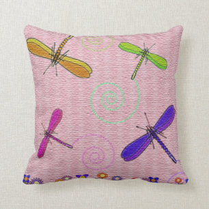 Coussin Libellules et fleurs