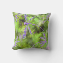 Coussin libellules violettes sur la chaux