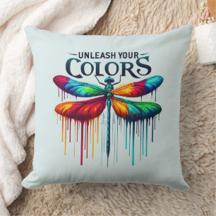 Coussin Libérez vos couleurs - libellule artistique