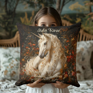 Coussin Licorne Florale Vintage Prairie Féerique Conte de 
