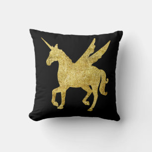 Coussin licorne magique, licorne or, tendance