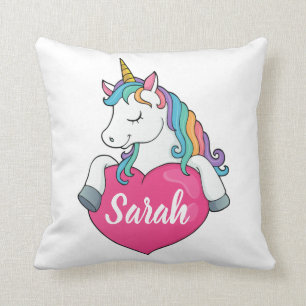 Coussin Licorne Mignonne Nom Personnalisé 