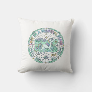 Coussin Licorne perdue dans un endroit magique Impression 