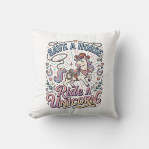 Coussin Licorne Sauve un Cheval Monte une Licorne Impressi