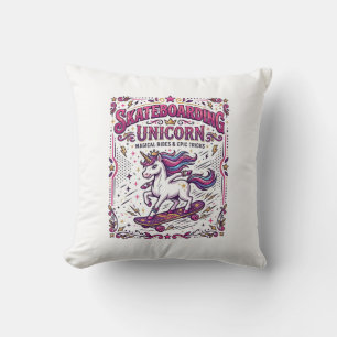 Coussin Licorne skateboard Licorne élégant fond blanc