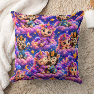 Coussin Licorne zèbre fantaisiste céleste carré nurserie c