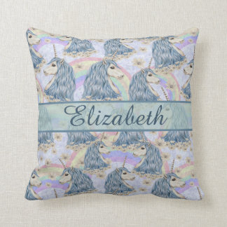 Coussin Licornes bleues faites sur commande à