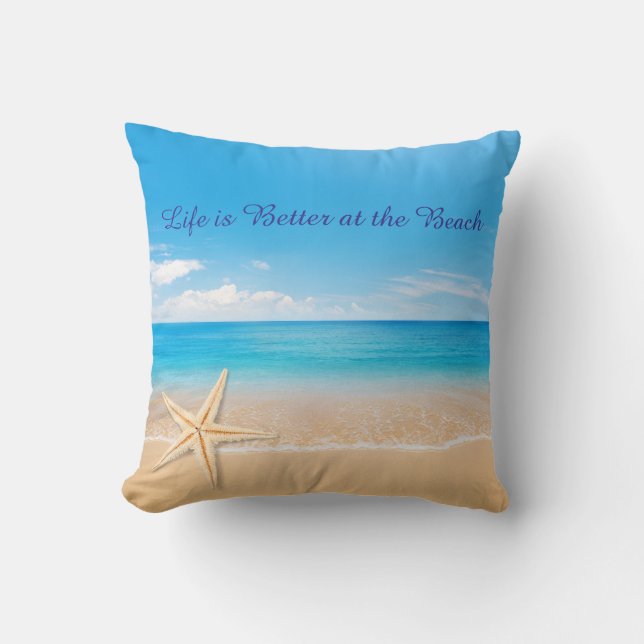 Coussin Life is Better at the Beach Throw Pillow, Personal (Recto)