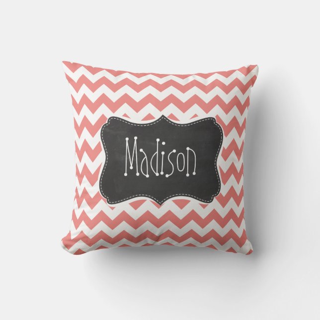 Coussin Light Coral Chevron Stripes; chalkboard (Recto)