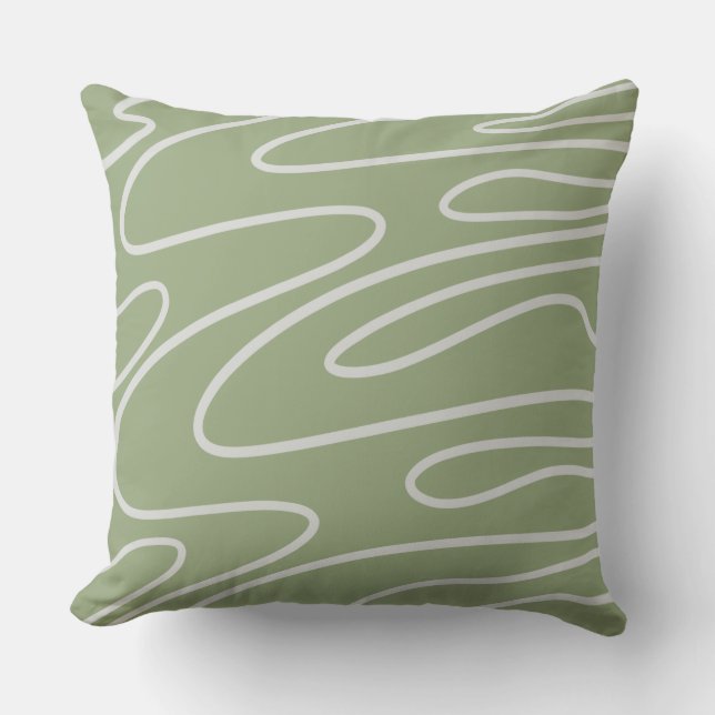 Coussin Ligne Abstraite verte Desert Sage (Recto)