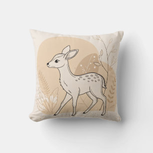 Coussin Ligne artistique scandinave de bébé cerf – Minimal