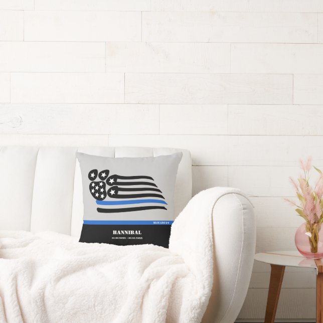 Coussin Ligne bleue K-9 Mémorial personnalisé (Canapé)