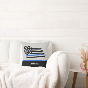 Coussin Ligne bleue K-9 Mémorial pour animaux de compagnie