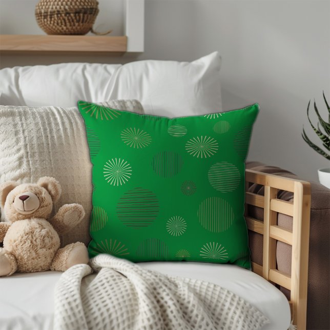 Coussin Ligne circulaire géométrique vintage motif vert (Créateur téléchargé)