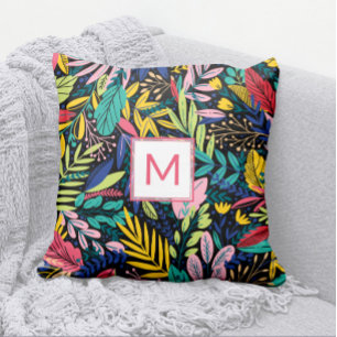 Coussin Ligne colorée Feuilles d'art 🌿 Corail Moderne Mon