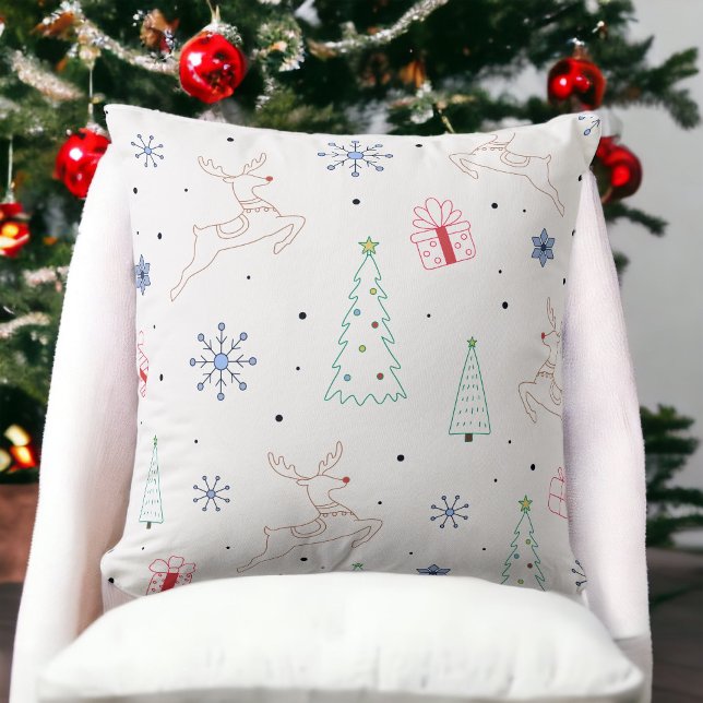 Coussin Ligne de Noël Art minimaliste moderne (Créateur téléchargé)