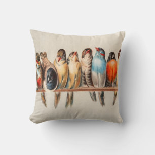 Coussin Ligne d'oiseaux et de colombes