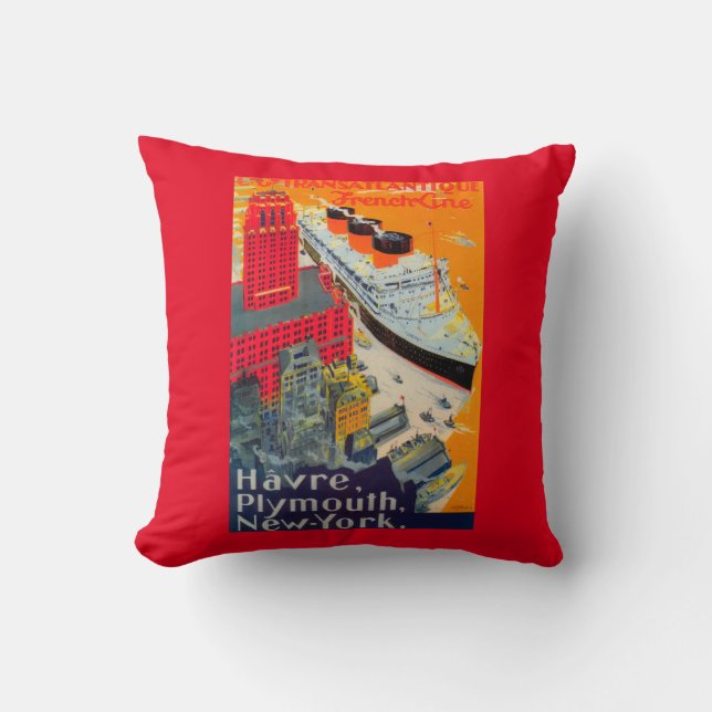 Coussin Ligne française affiche de voyage, Le Havre à (Recto)