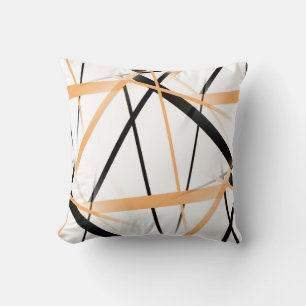 Coussin Ligne Moderne Géométrie Cool Blanc Noir Orange-Tan