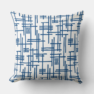 Coussin Lignes Abstraites 120923 - Bleu Shibori sur blanc