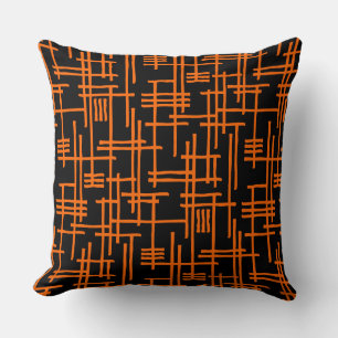 Coussin Lignes Abstraites 120923 - orange sur noir