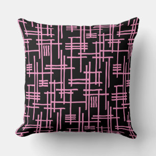 Coussin Lignes Abstraites 120923 - Rose sur Noir