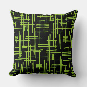 Coussin Lignes Abstraites 120923 - Vert Martien sur Fond N