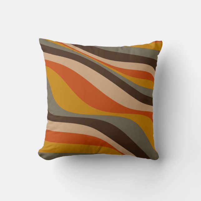 Coussin Lignes Abstraites de vague d'automne modernes dans (Recto)