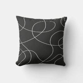 Coussin Lignes blanches sur noir