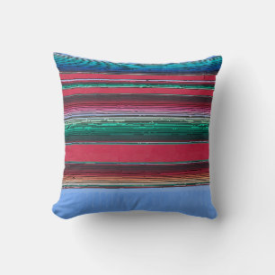 Coussin Lignes bleues carreaux mexicaines