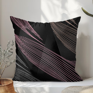 Coussin Lignes Botaniques Élégantes Modernes Gris Rose Noi