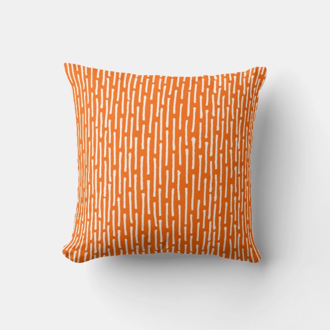 Coussin Lignes cassées - blanc sur l'orange (Recto)