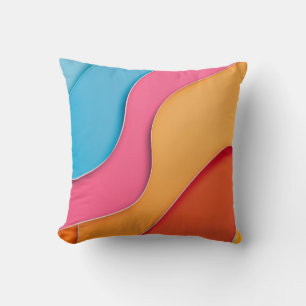 Coussin Lignes courbes de couleur vive avec espace de text