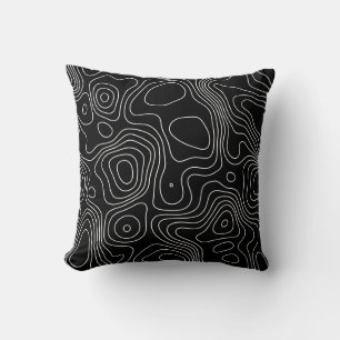 Coussin Lignes de contour topographique minimaliste Jeter 