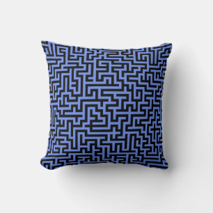 Coussin Lignes de labyrinthe bleu noir