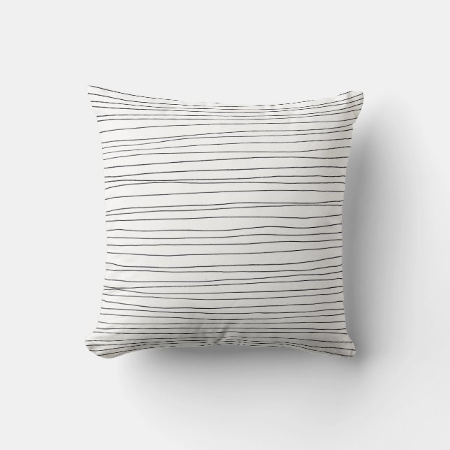 Coussin Lignes désordonnées noir blanc motif (Recto)
