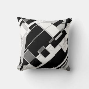 Coussin Lignes diagonales blanches en gris noir Formes Art