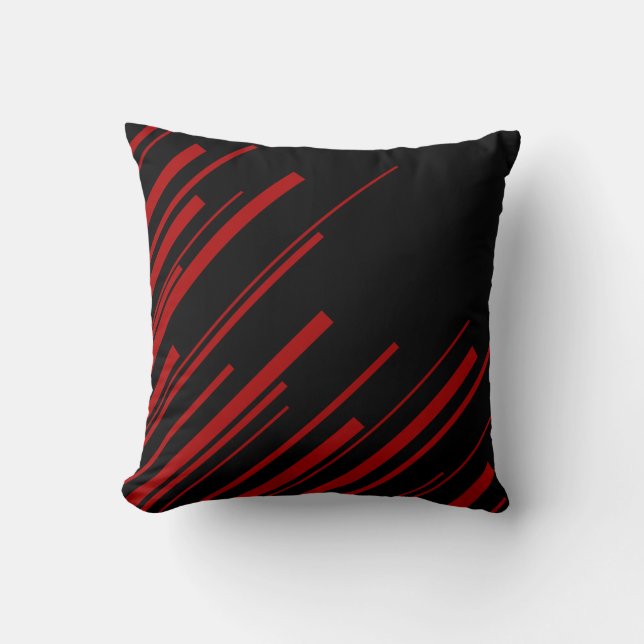 Coussin Lignes diagonales en rouge et noir (Recto)